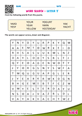Word Search with letter y